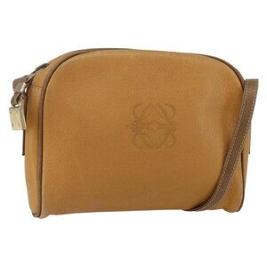 Authentic LOEWE Shoulder Bag Leather Beige Gold